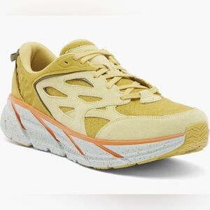 New Size 5.5 Hoka Clifton L Suede Sneaker Golden Luchen / Celery Root